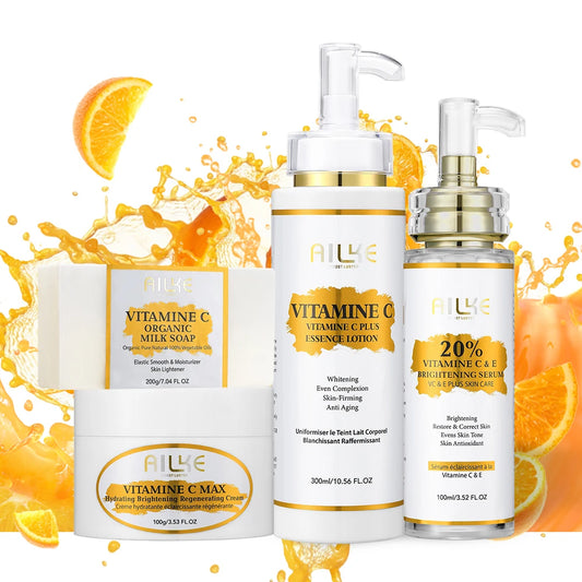 AILKE VitaminC SkinCare CompleteKit With Intensive Brightening Whitening Serum Lotion