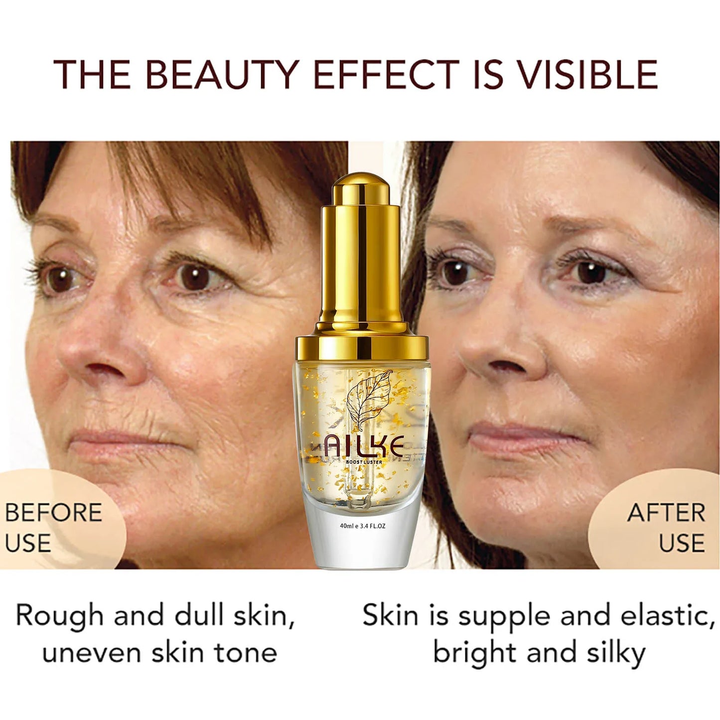 AILKE 24K Gold Facial Serum With Hyaluronic Acid And Collagen