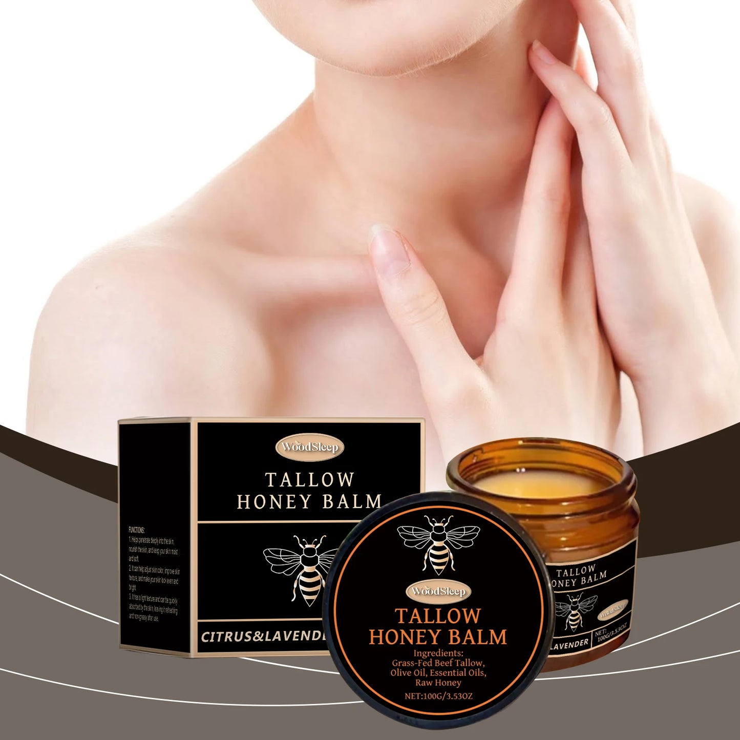 Tallow Honey Balm For Dry Skin Deep Moisturizing Anti Aging