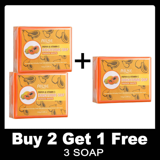 AILKE Skin Whitening Handmade Soap -Organic Papaya Soap For Black Spots, Clean Stains, Improves Dull Skin, Face & Body & Hands