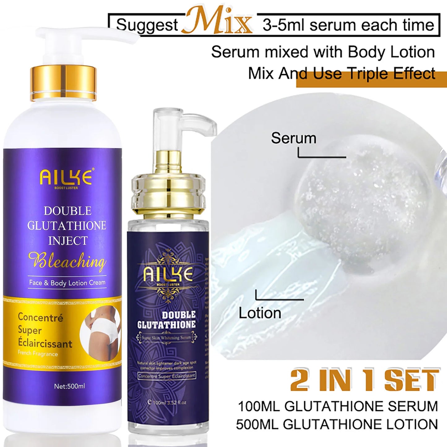 AILKE Double Glutathione Whitening Serum For Radiant Hydrated Skin