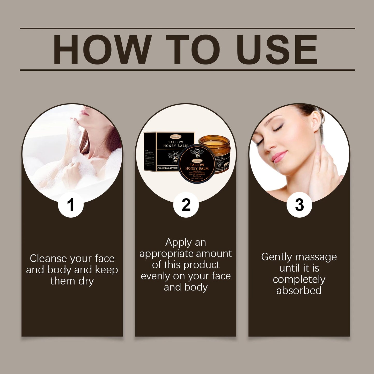 Tallow Honey Balm For Dry Skin Deep Moisturizing Anti Aging