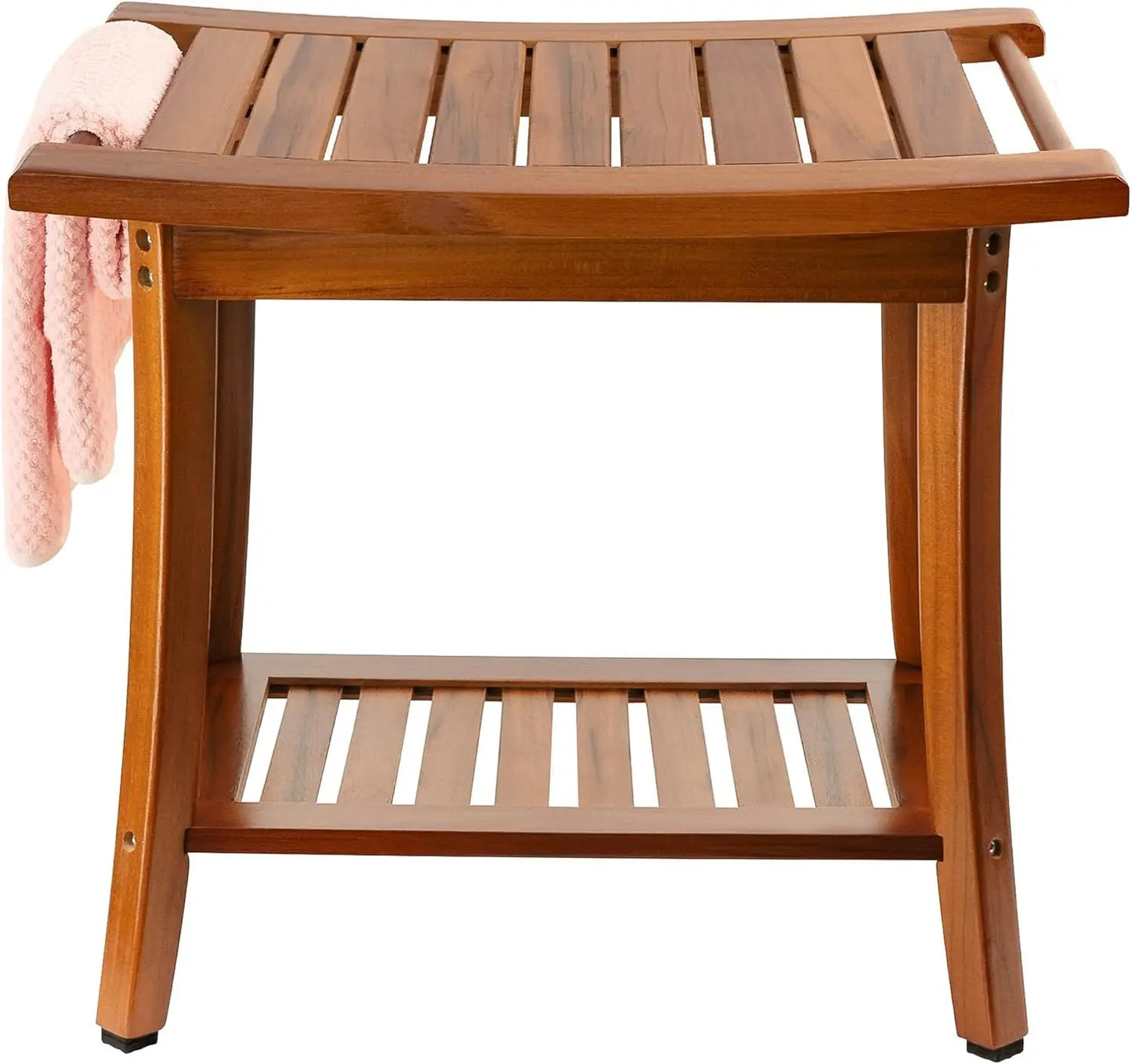 Teak Shower Bench With Handles Portable Spa Stool Shelf