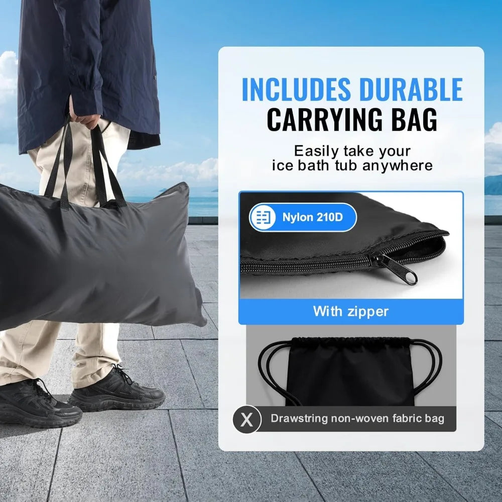 Ice Bath Tub, Cold Water Therapy Plunge Tub for Athlete, Portable Outdoor Ice Barrel Plunge Pool for Recovery, 98 Gal Inflatabl