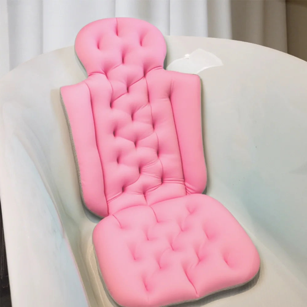 Bath Pillow Full Body Spa Bathtub Cushion Non Slip Folding Bath Mat Adult Shower Pad Neck Back Head Relax For Household Bathroom