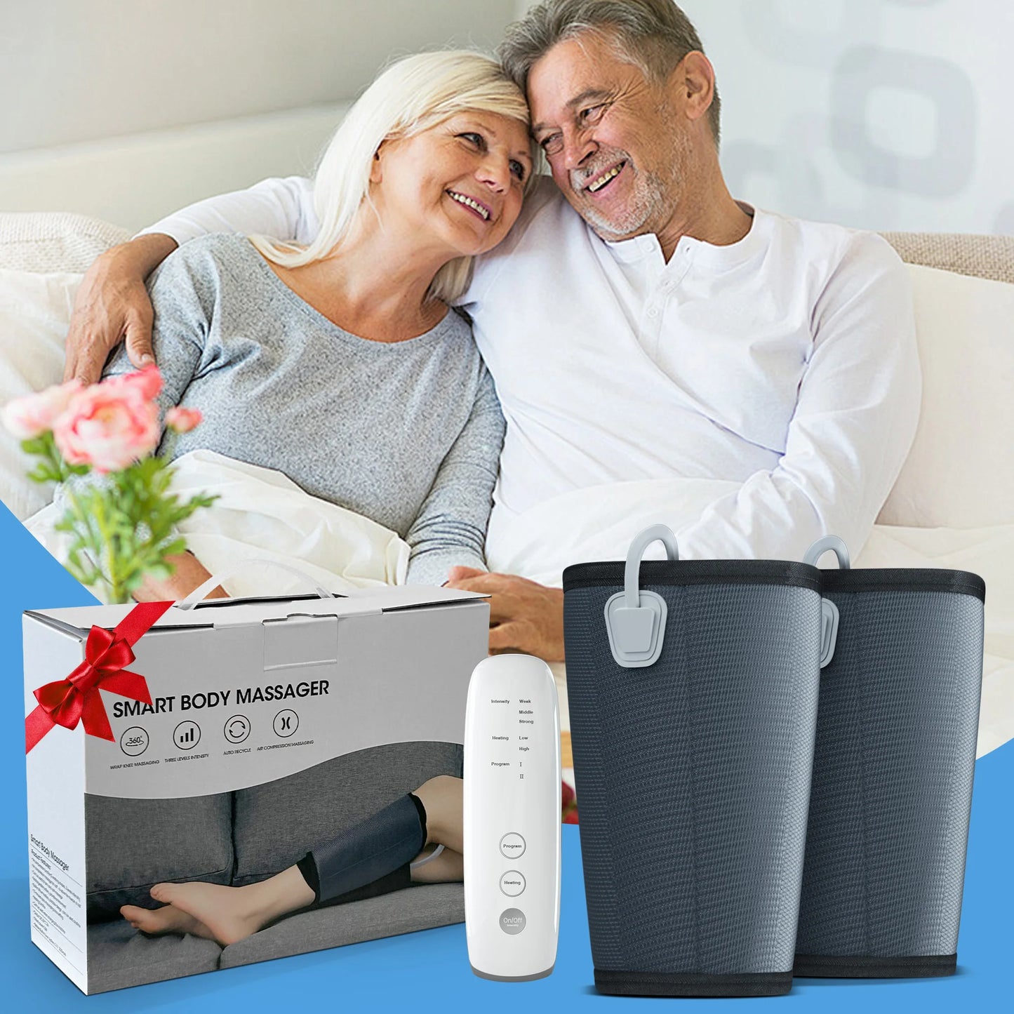 Leg Massager for Circulation Air Compression & Relaxation, for Calf Foot and Arms, with Handheld Controller, 2 Modes 3 Intensity