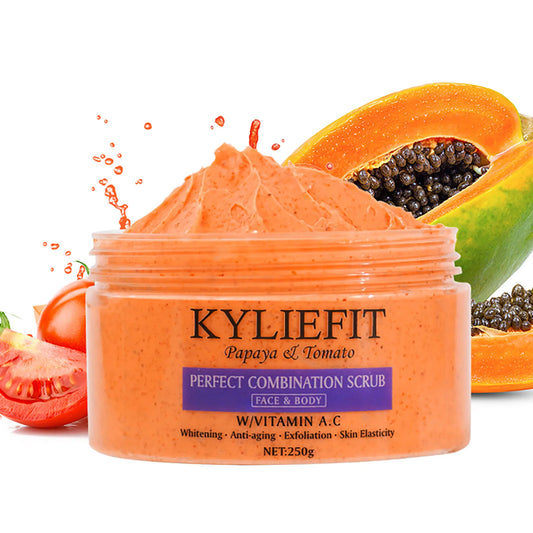 Papaya And Tomato Combination Scrub, Reduce Spots, Whitening, Exfoliating, Moisturizing, Smooth Skin, For Face And Body, 250g