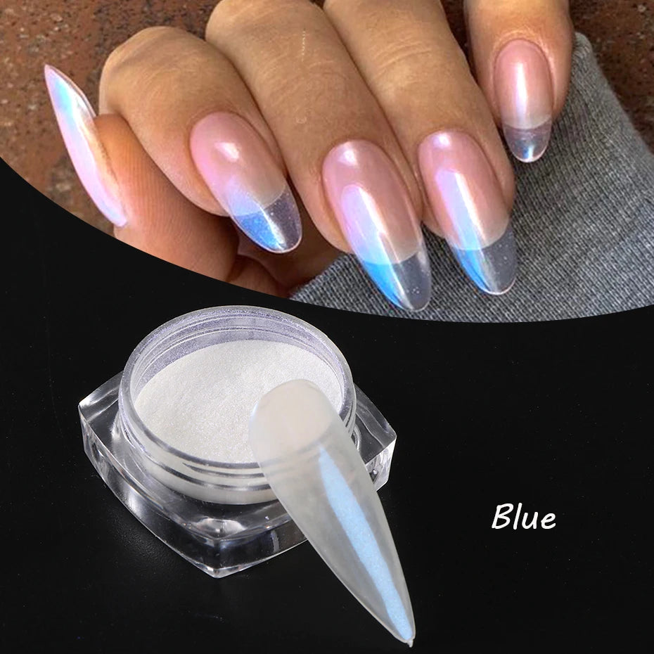 Moonlight Pearl White Nail Glitter Dust Chrome Aurora Pigment Powder