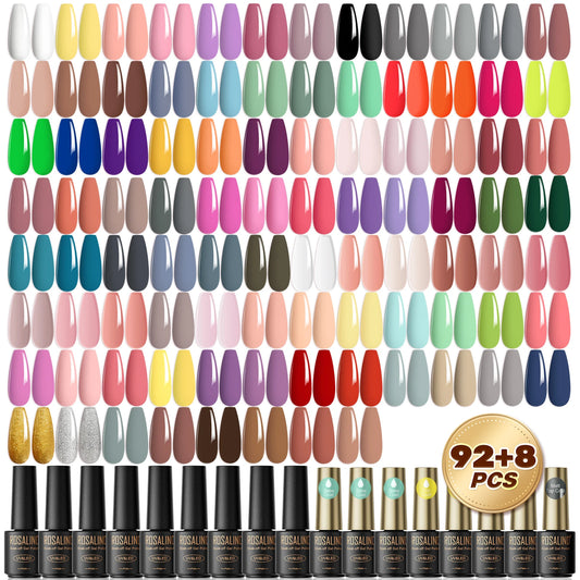 ROSALIND 92 Colors Gel Polish Set With Base Coat And Matte Top Coat Gift Box