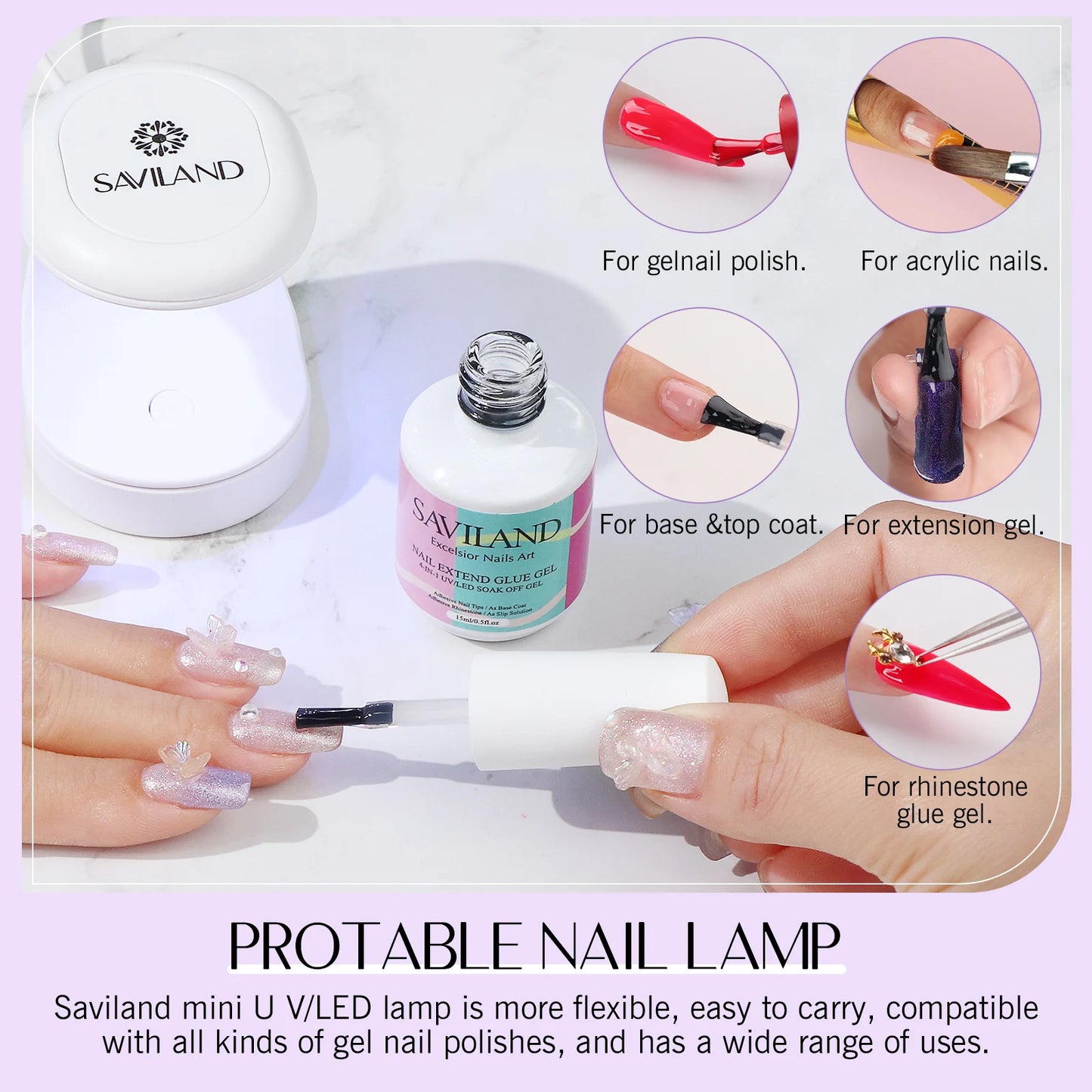 Saviland 500Pcs Gel X Nail Kit Full Cover Nails Lamp