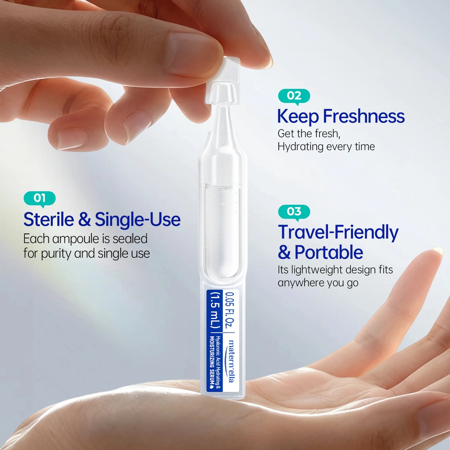 Maternella Hyaluronic Acid Hydrating Serum Travel Size 30 Vials Deep Moisture