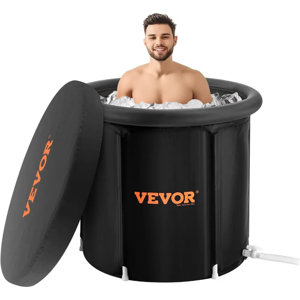 Ice Bath Tub, Cold Water Therapy Plunge Tub for Athlete, Portable Outdoor Ice Barrel Plunge Pool for Recovery, 98 Gal Inflatabl