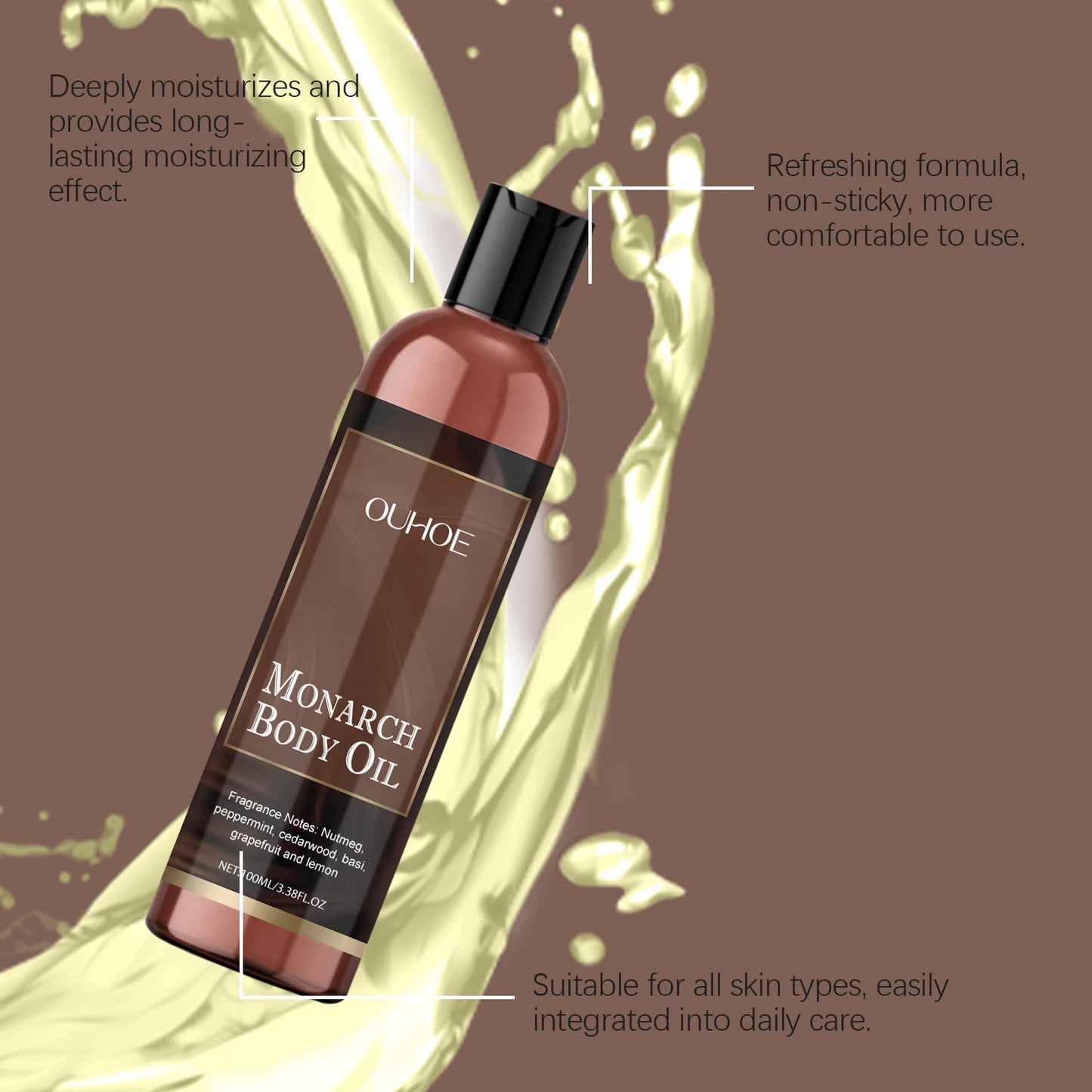OUHOE Monarch Body Oil - Deep Moisturize, Light Texture, Strengthen Barrier, All Skin Types, All - season Use
