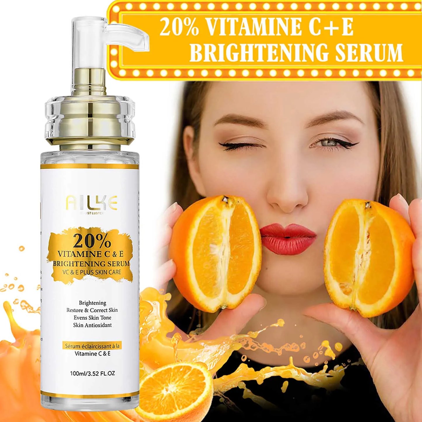 AILKE VitaminC SkinCare CompleteKit With Intensive Brightening Whitening Serum Lotion