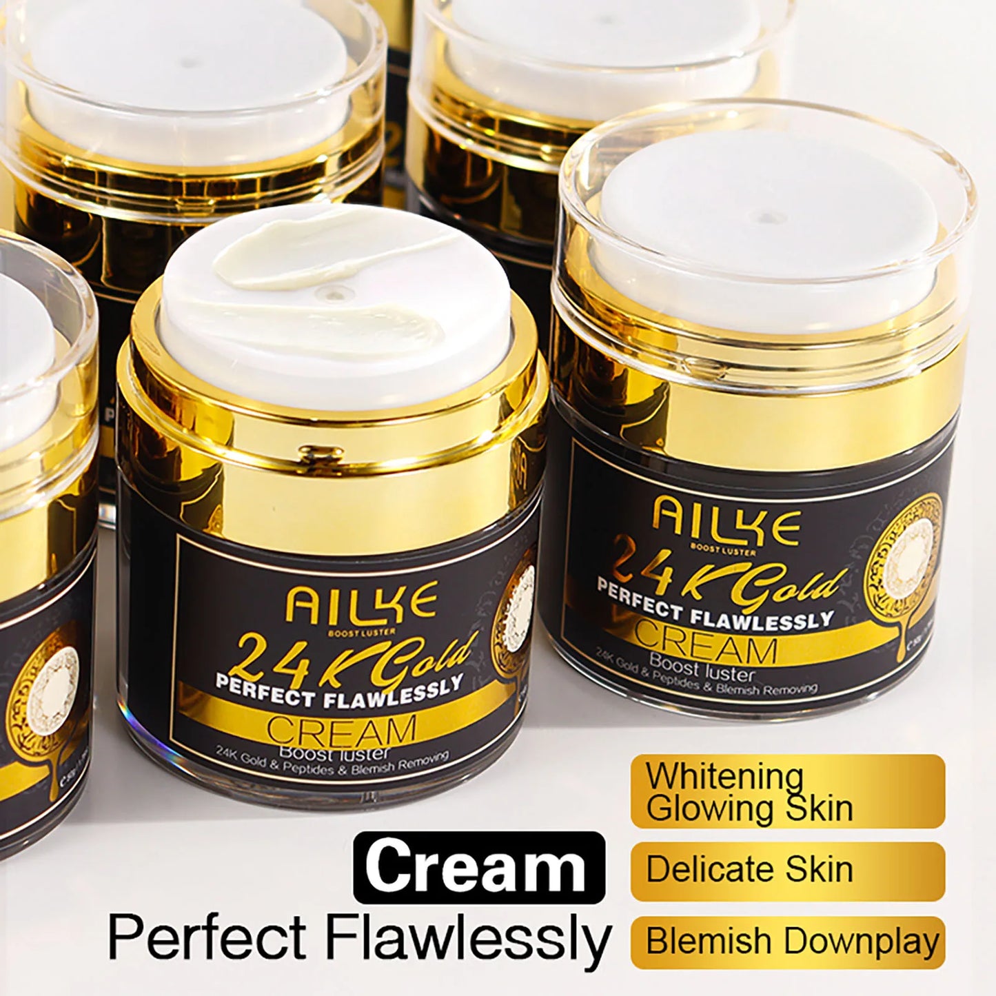 AILKE 24K Gold Face Cream Whitening Dark Spots Melanin Glutathione