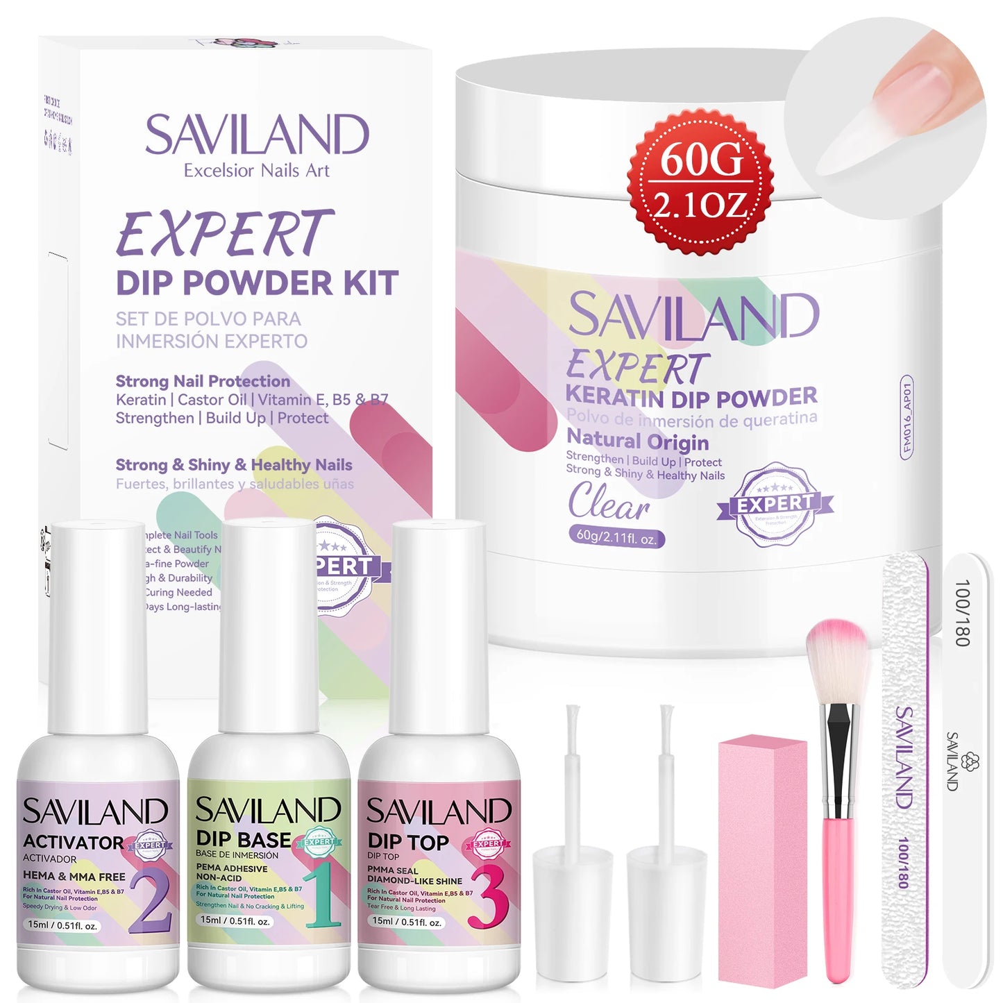 Saviland Clear DippingPowder Nail Kit SixtyGram With Professional Salon QualityAssured
