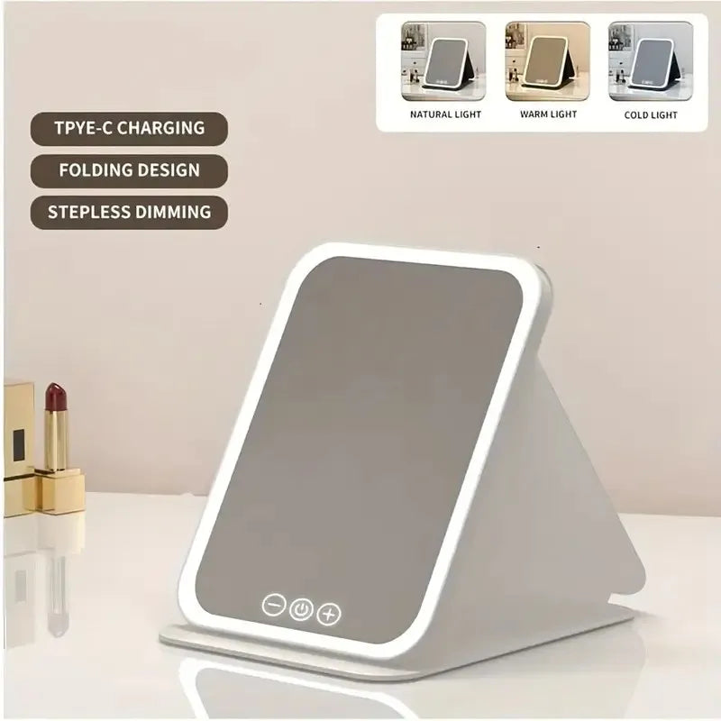 Three Color LED Makeup Mirror With Adjustable Brightness
