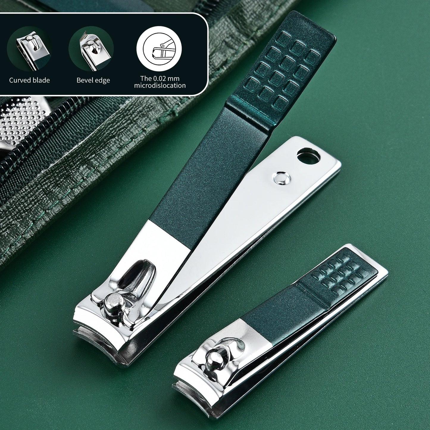 Manicure Set Pedicure Tools Set Nail Grooming Kit for Women Mens, 9/40Piece in 1（Dark Green） Nail Manicure Kit Foot Hand Care Ki