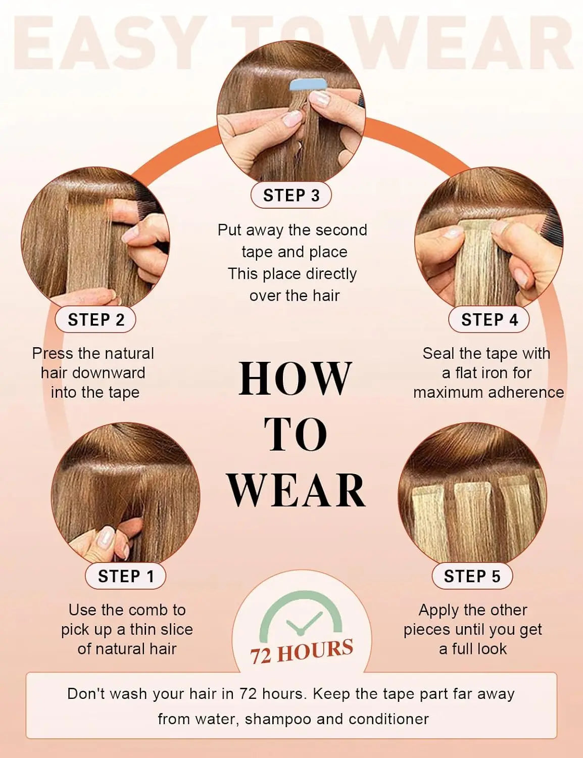 Tape In Hair Extensions 12 To 20 Inches Long Pieces