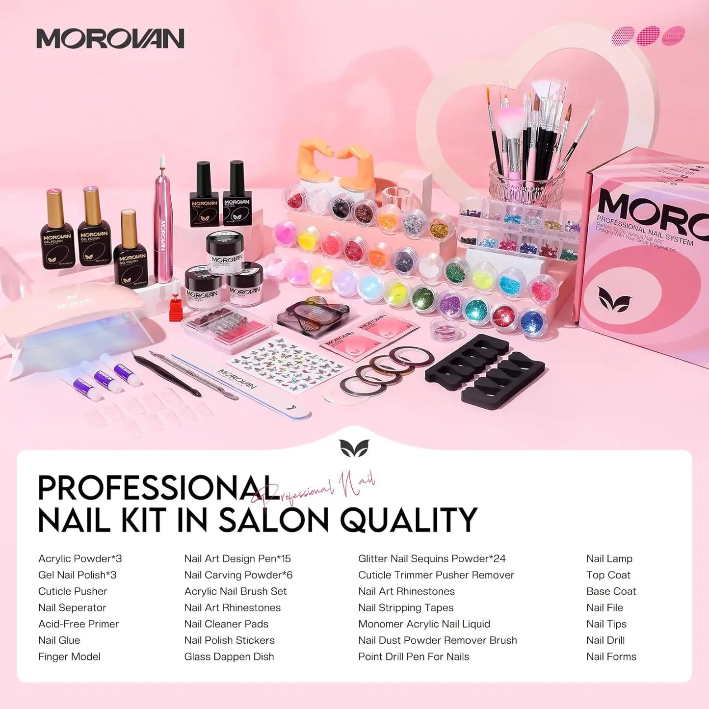 Morovan Diamond Powder Nail Art Set Beginners Acrylic