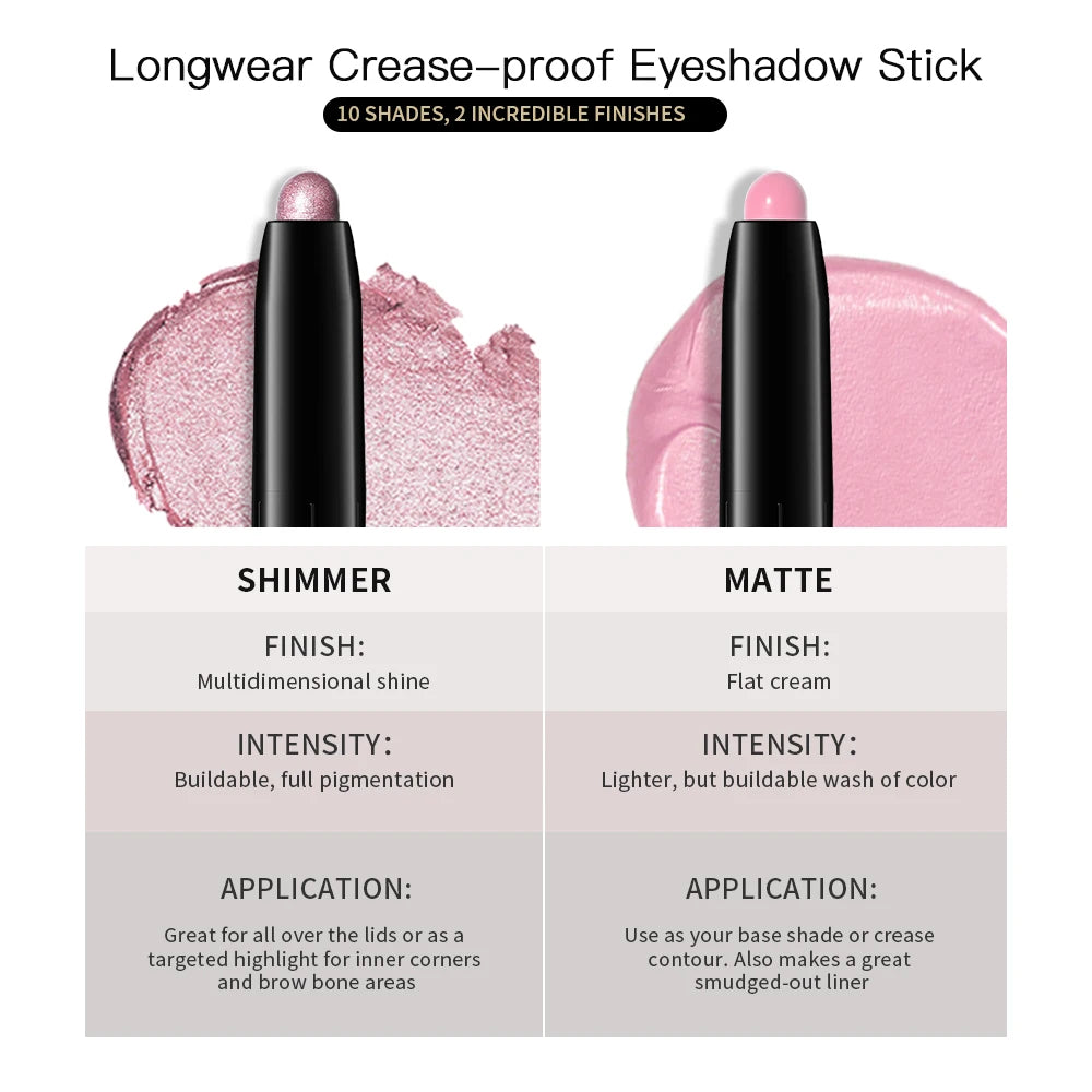 Waterproof Matte and Glitter Eyeshadow Liner Pencil Dual Eye Makeup