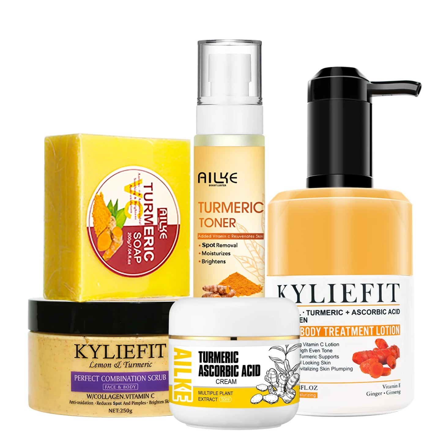 AILKE Organic Turmeric Skin Care Set Brighten And Even Skin