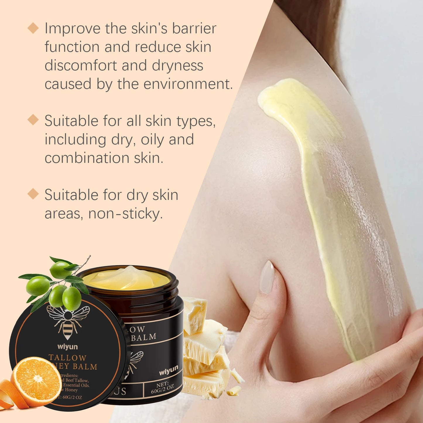 RadianceBoosting HydrationRich BeefTallow Honey Cream For Firming Radiant Glow Skin