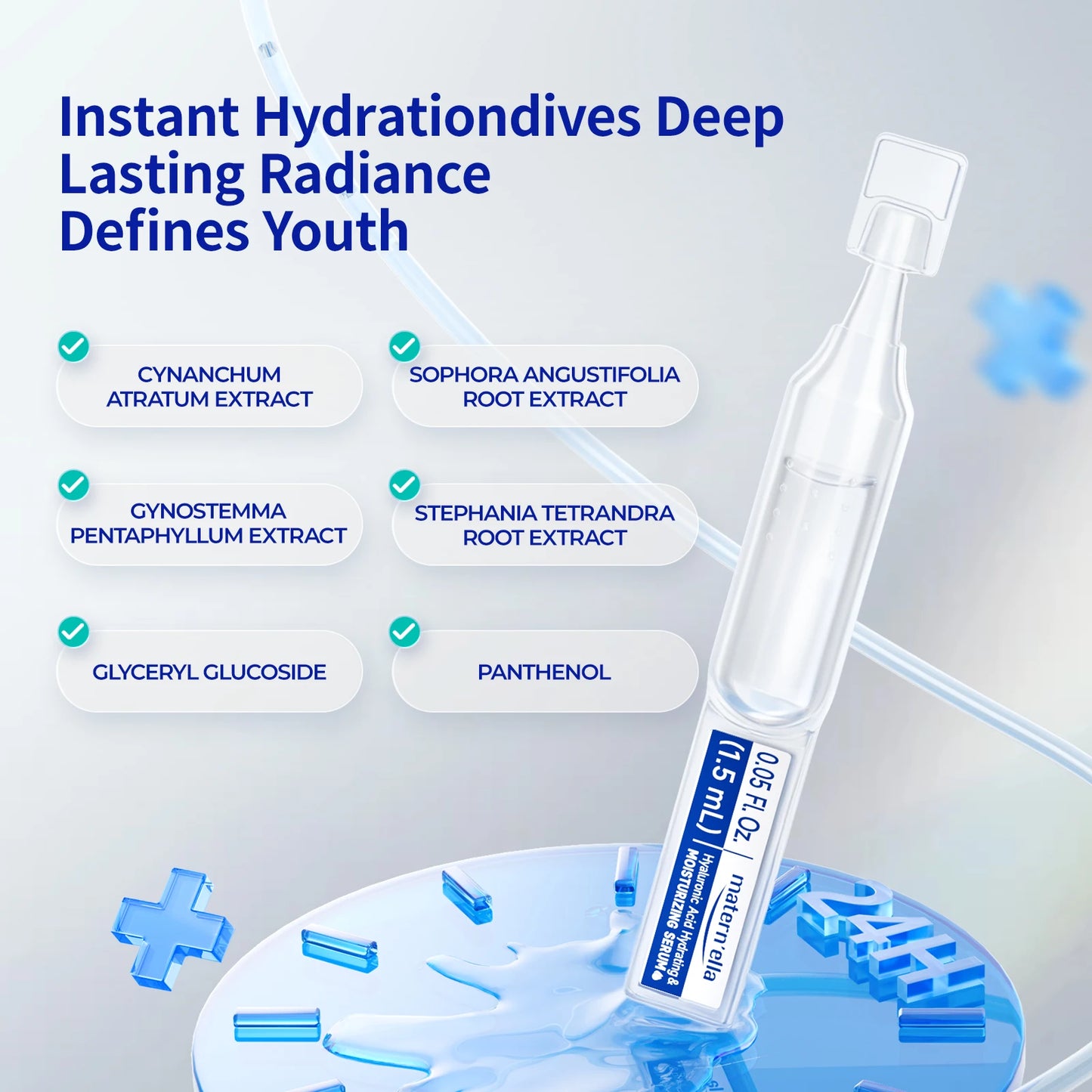 Maternella Hyaluronic Acid Hydrating Serum Travel Size 30 Vials Deep Moisture