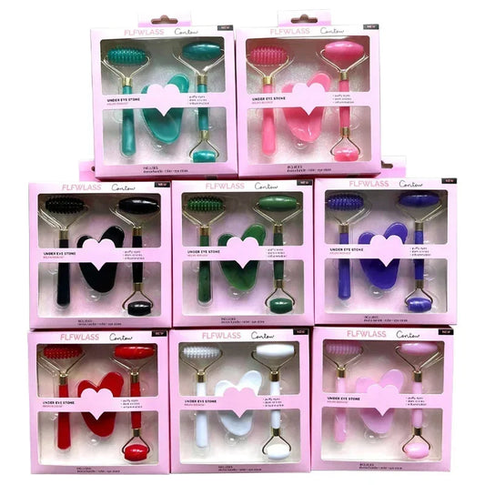 3 Piece Resin Roller Massager Set Face And Body GuaSha