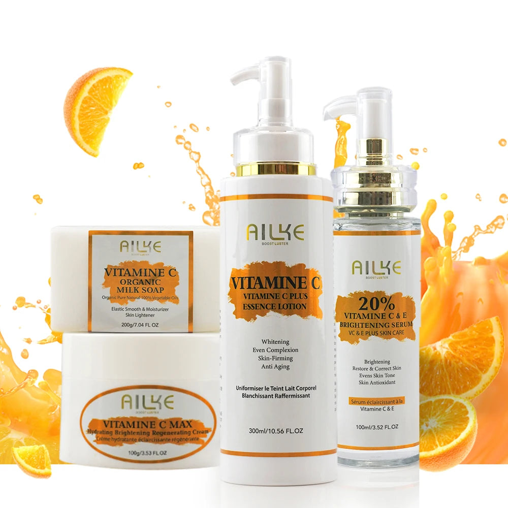 AILKE VitaminC SkinCare CompleteKit With Intensive Brightening Whitening Serum Lotion